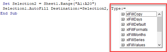 VBA AutoFill Constants