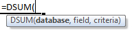 dsum formula syntax