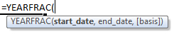 yearfrac formula syntax