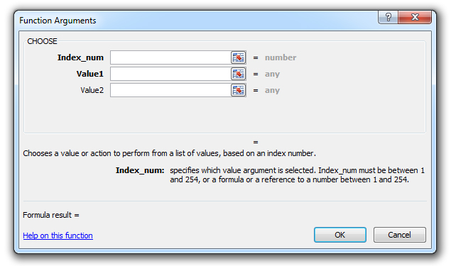 how to use the choose function in excel