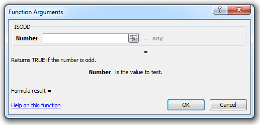 how to use the isodd function in excel