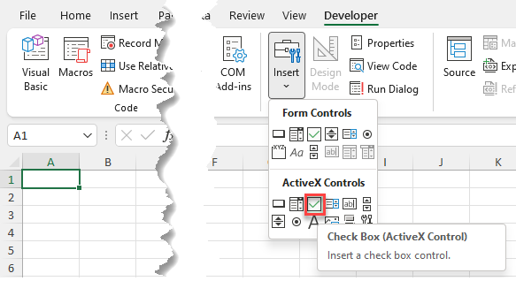 Vba Insert Checkbox