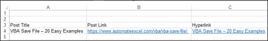 Using the Hyperlink Worksheet Formula in VBA