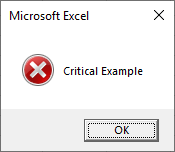 vba critical message box