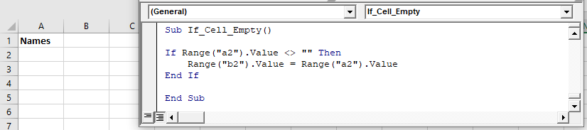 vba if cell empty do nothing