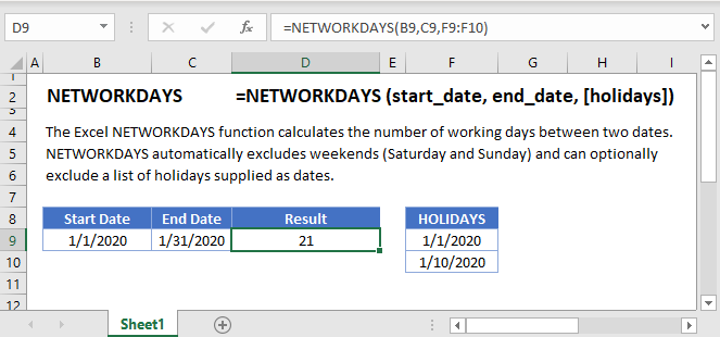 NETWORKDAYS Main Function