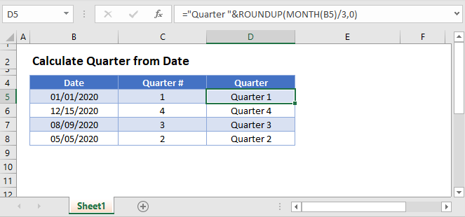 How To Calculate Calendar Quarter In Excel