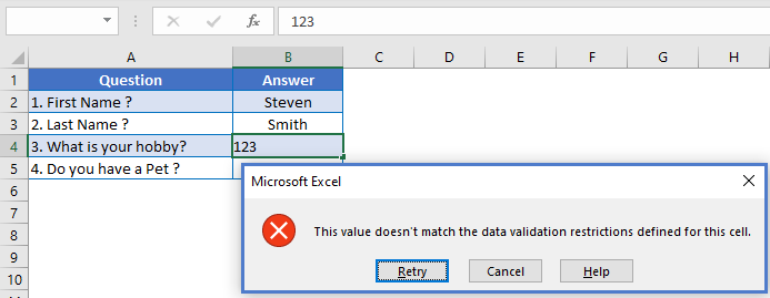 Data Validation Error