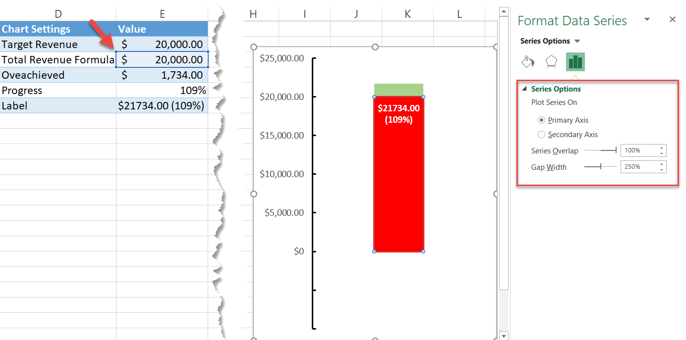 Adjusting the spacing between data markers in Excel