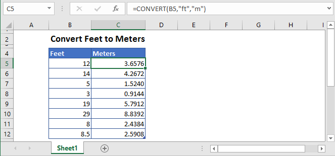 How to convert ft to meters Formula