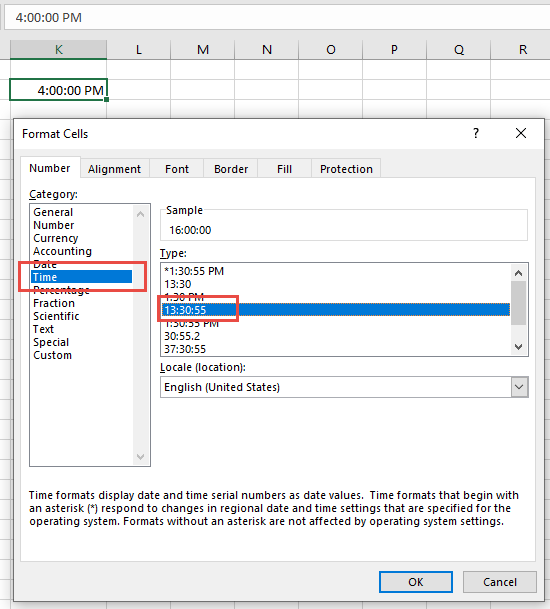 excel military time format