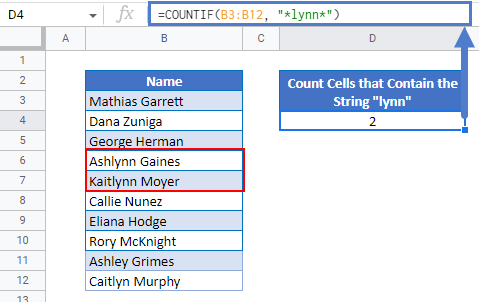 Count Cells that Contain Specific Text in Google Sheets