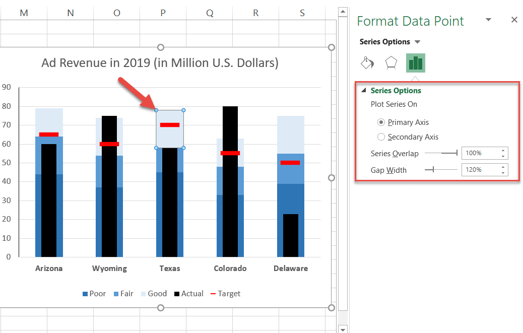 Adjust the gap width between the chart columns