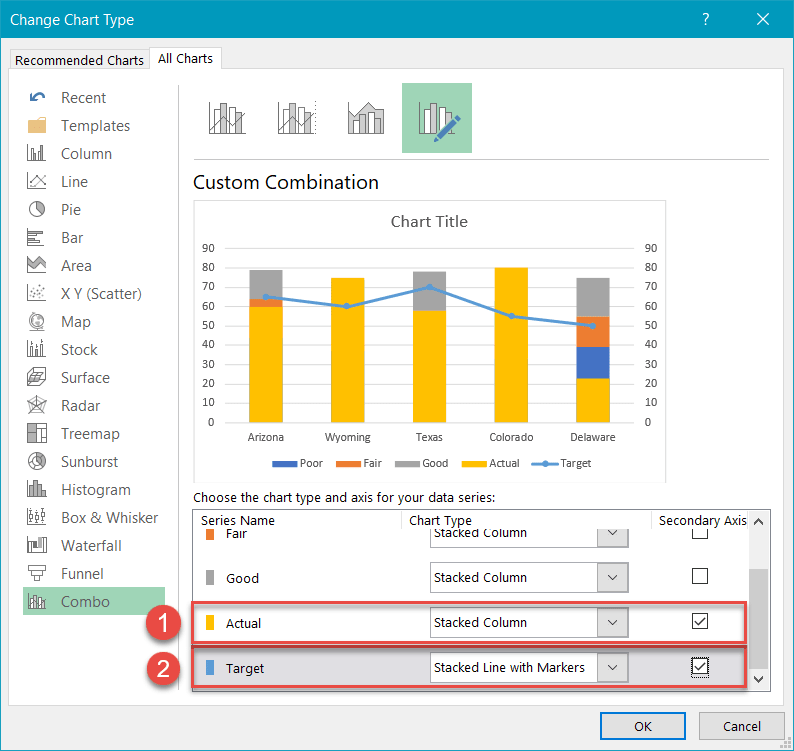 Create a combo chart