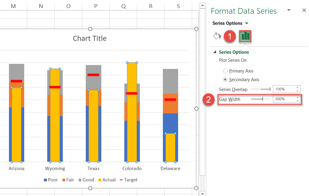 Set the Gap Width to 300