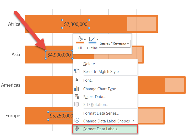 Open the Format Data Labels task pane