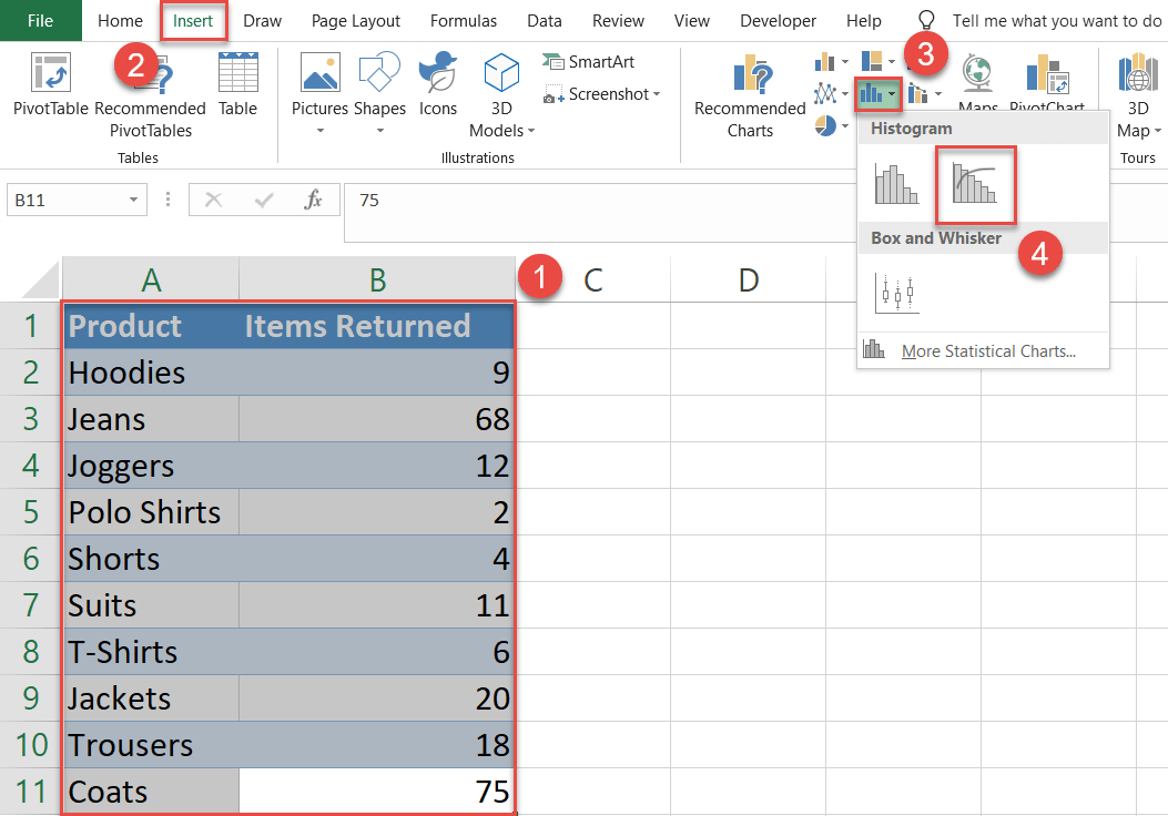 Plot a built-in Pareto chart