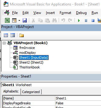 vba vbe sheet name