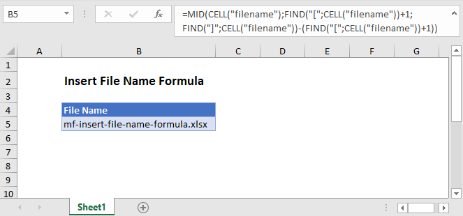 File Name In Cell Vba