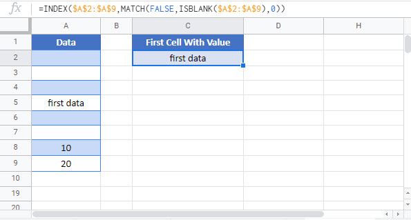 Excel Find First Cell With Data In Row