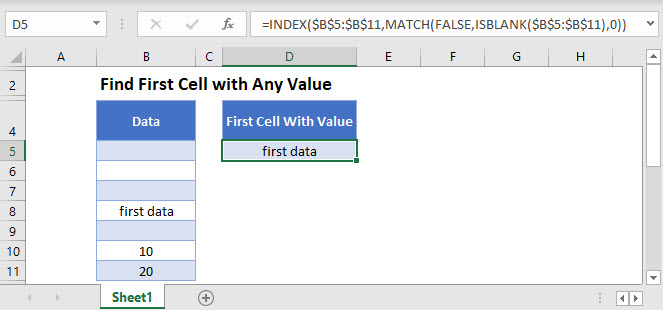 Excel Vba Find First Non Empty Cell In Range