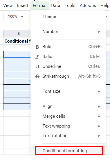 google sheets begin end with menu