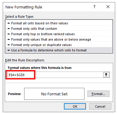 highlight rows that contain formula