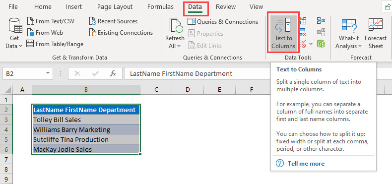 Data TexttoColumn