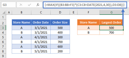 MAX IF Array Multiple Ref