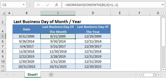 Last Business Day Of Month Year Excel Google Sheets Auto VBA