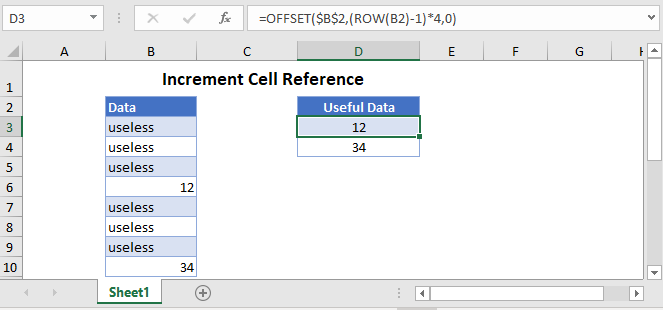 Excel Increment Cell Reference From Another Sheet