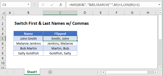 How To Switch First And Last Name In Word With Comma