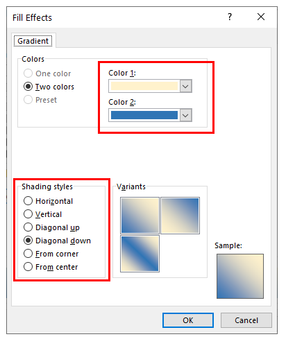 excel split cell fill color