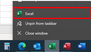 excel windows start button