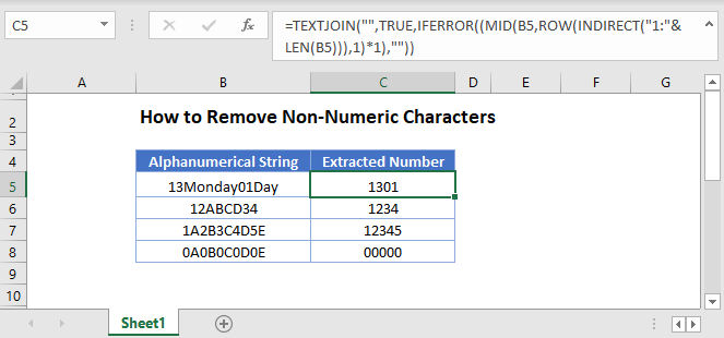 Remove Non Numeric Characters Excel