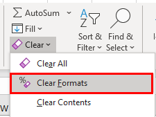 table format clear format