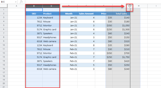 google sheets reorder columns