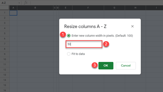 resize columns google sheets 2