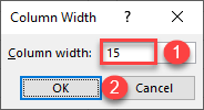 set column width 2a