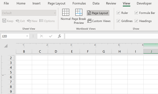 show the ruler in excel