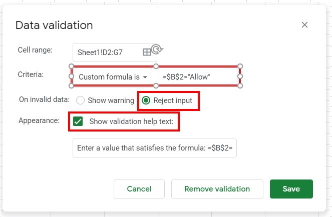 DataValidation GS Options