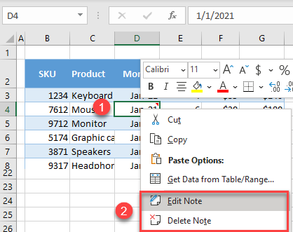 edit delete note