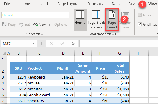 excel page layout view 1