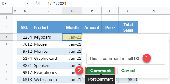 google sheets insert comment 2