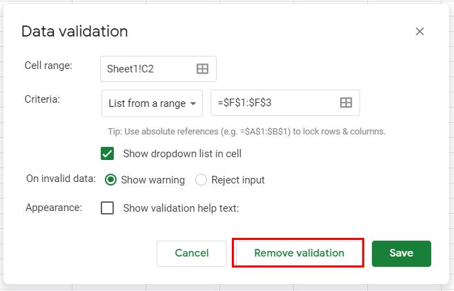 RemoveValidation GS Remove