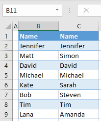 compare two columns initial data