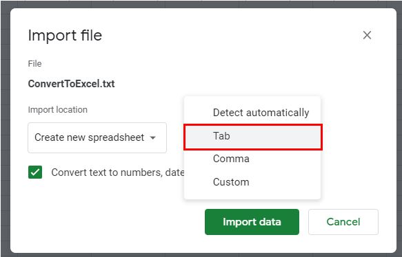 converttxt importdelimiter