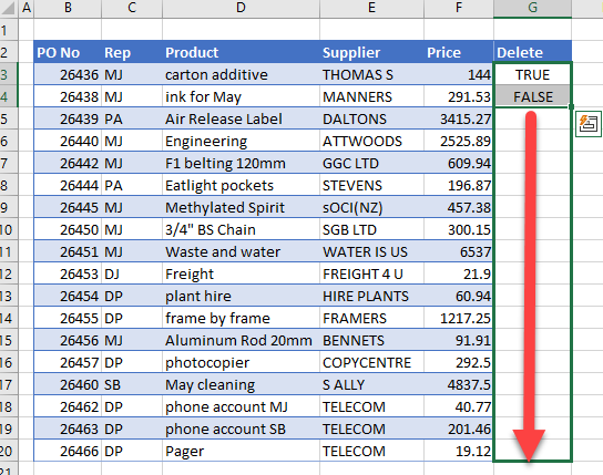 delete-alternate rows copydown