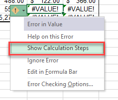 error checking calc steps