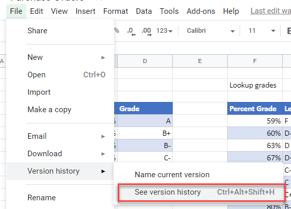 excel trackchanges gs menu